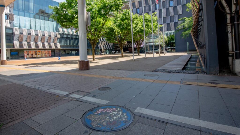 長岡市A001のデザインマンホール蓋の設置場所