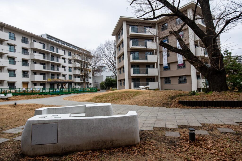 URまちとくらしのミュージアムに保存されているスターハウスと周辺の景観