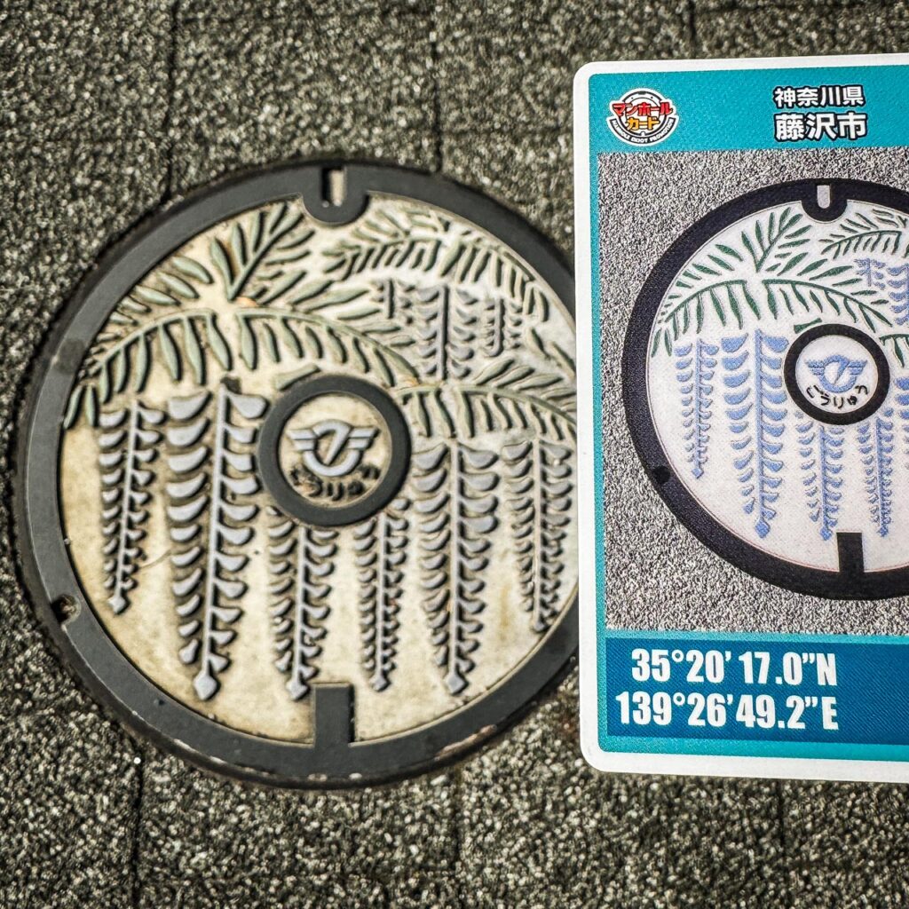 フジの実物マンホールと対応するマンホールカード 14-205-A001