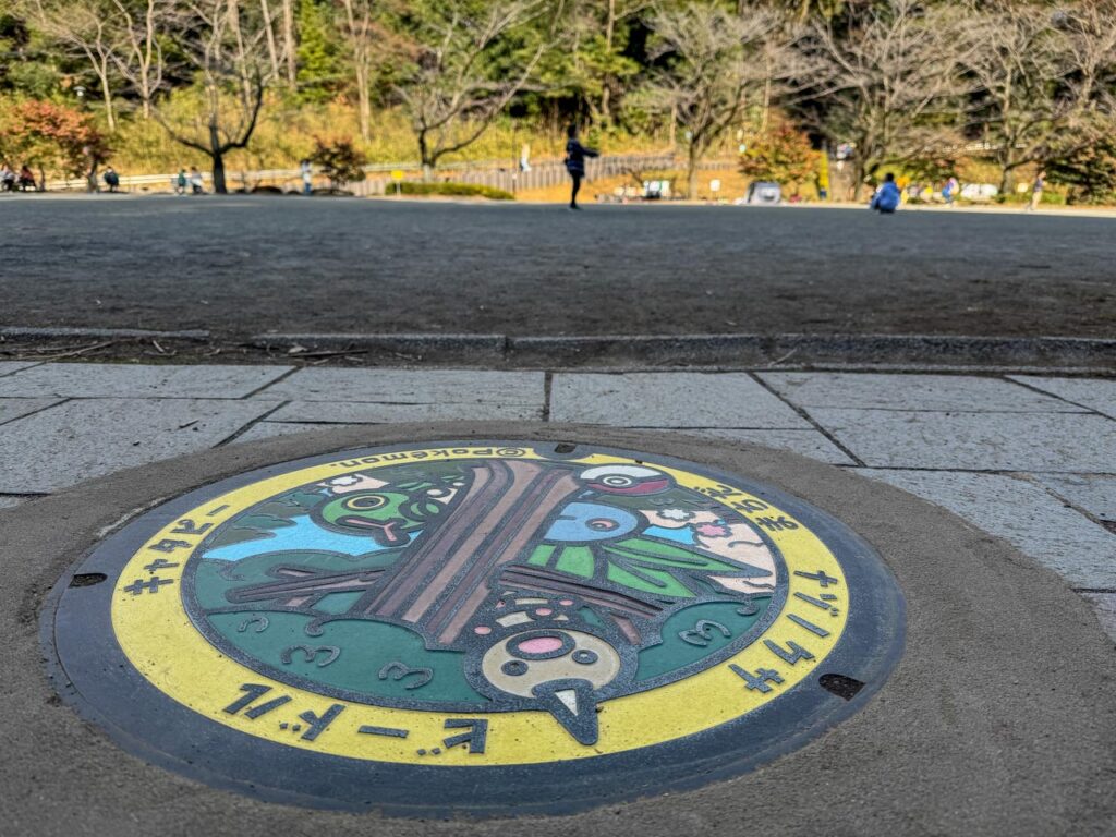 ナゾノクサ・ビードル・キャタピーのポケモンマンホール蓋が設置されている場所周辺の現地写真